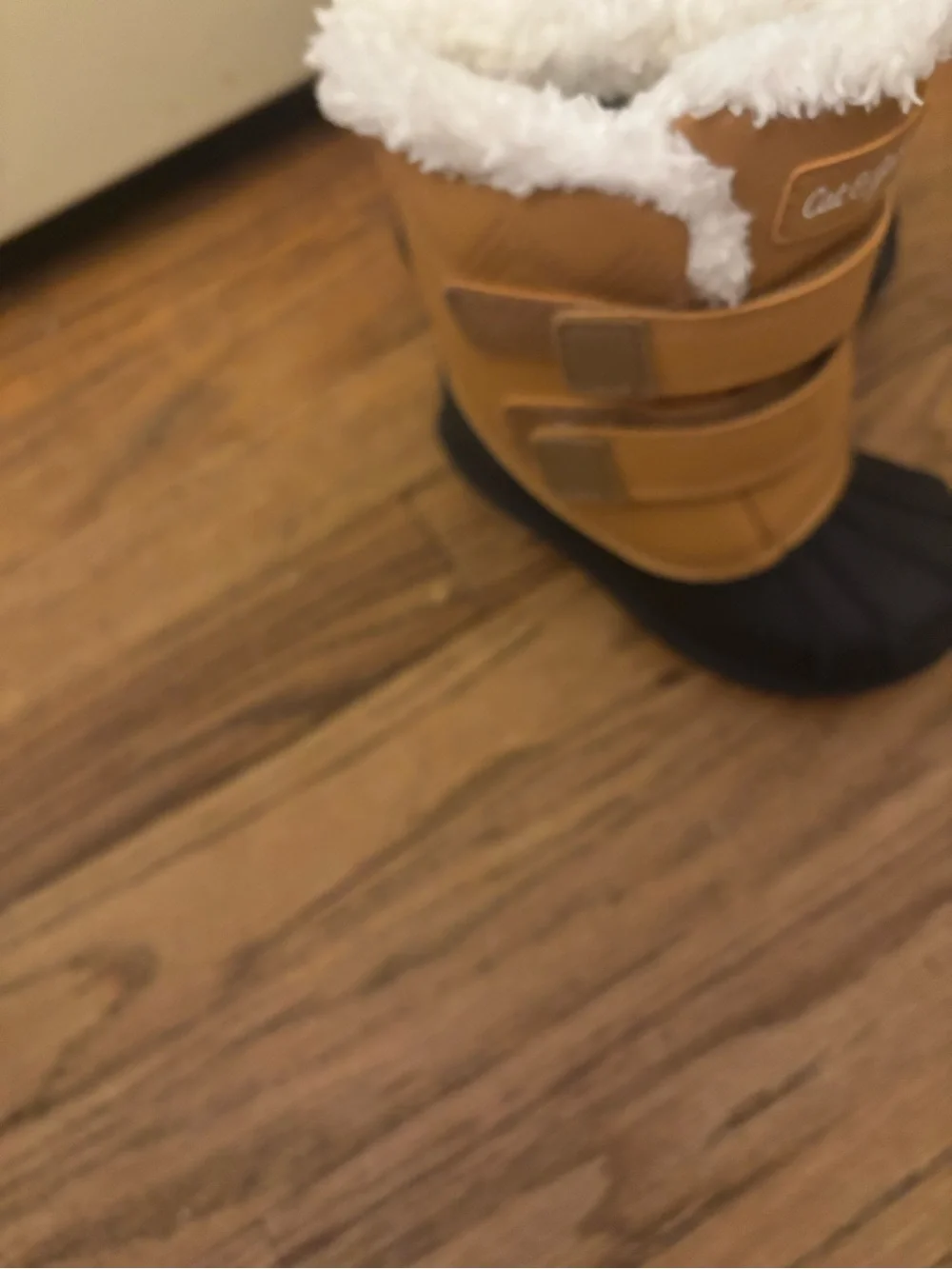 Cat & Jack Kids Brown and Black Winter Snow Boots with White Faux Fur